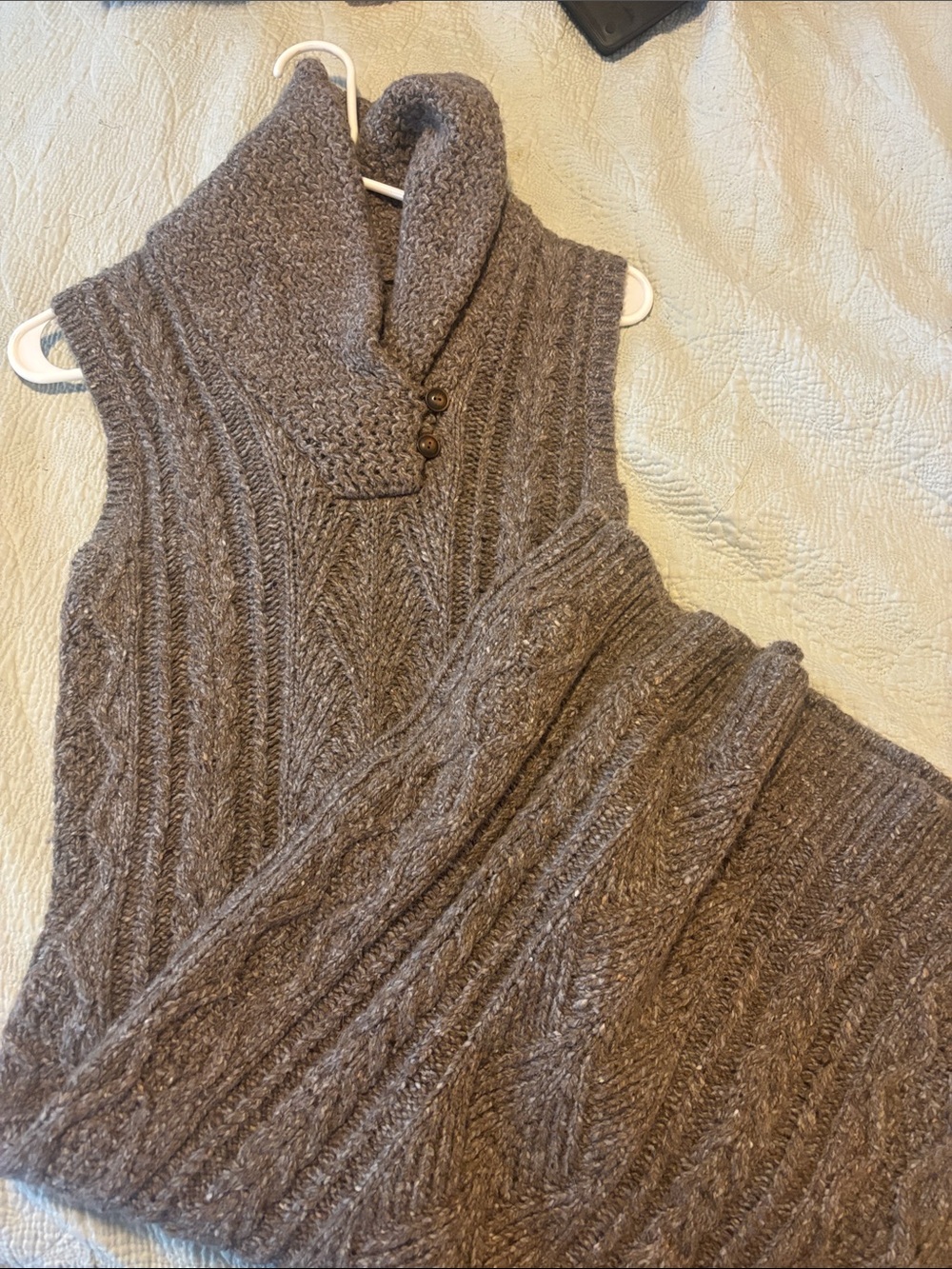 Ralph Lauren Brown Cable-Knit Sleeveless Turtleneck Sweaterdress